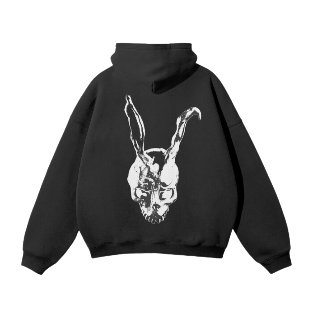 Oversized Graphic Bunny Fleece Hoodie