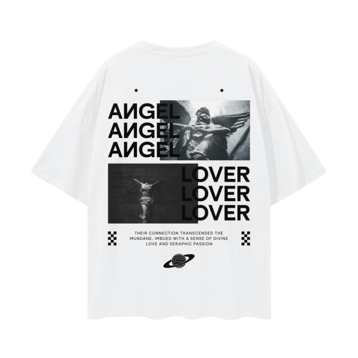 Oversized Stone Angel Graphic T Shirt